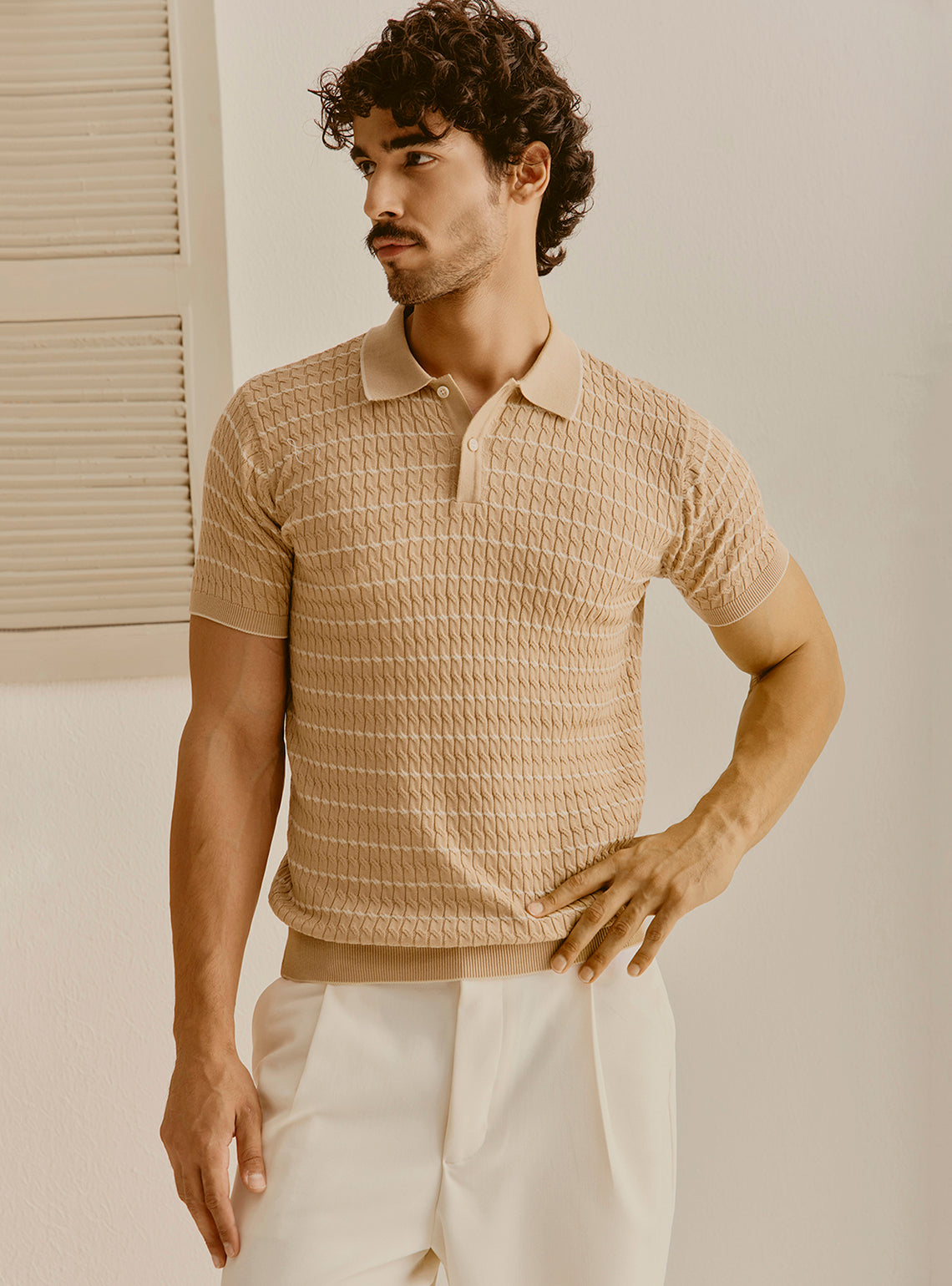 Monaco Off-White Cotton Knit Polo