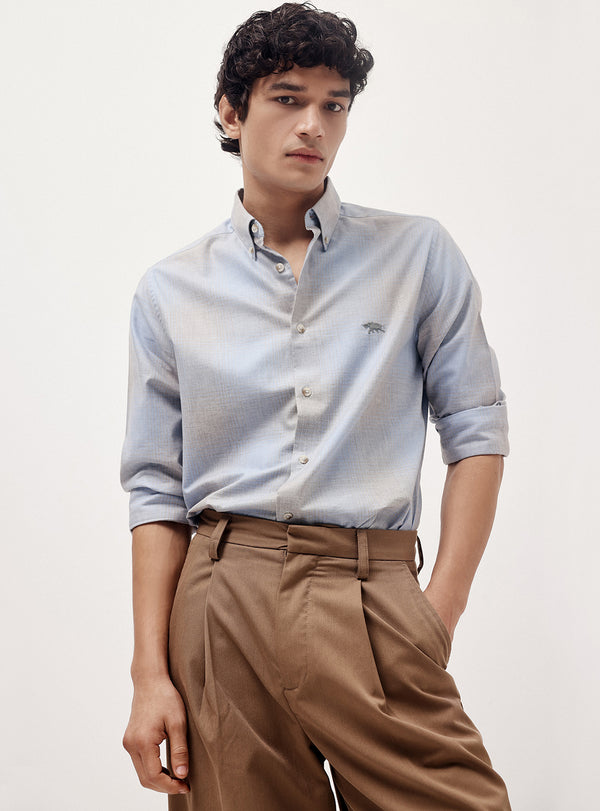 Blue Fade Cotton Melange Shirt