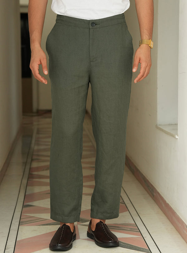 Nivaar Olive Linen Trousers