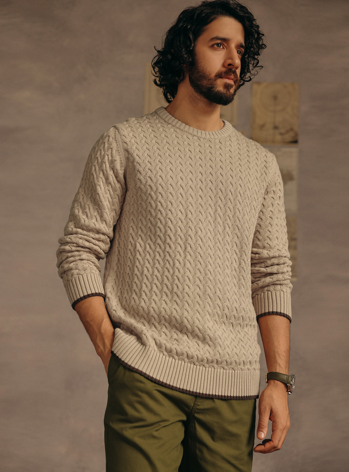 Sandrift Khaki Cotton Pullover