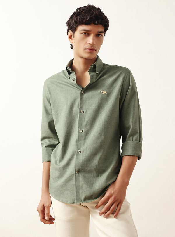 Flint Green Cotton Melange Shirt