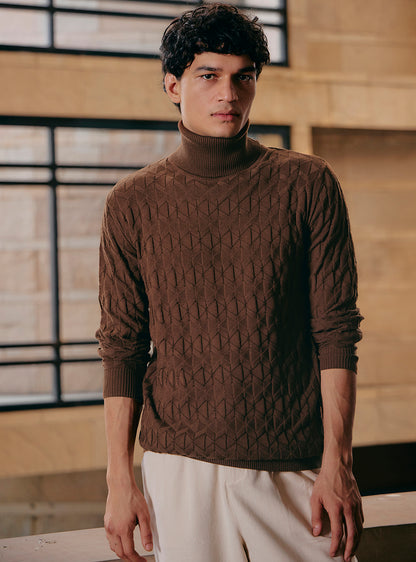 Eclipse Brown Cotton Wool Pullover