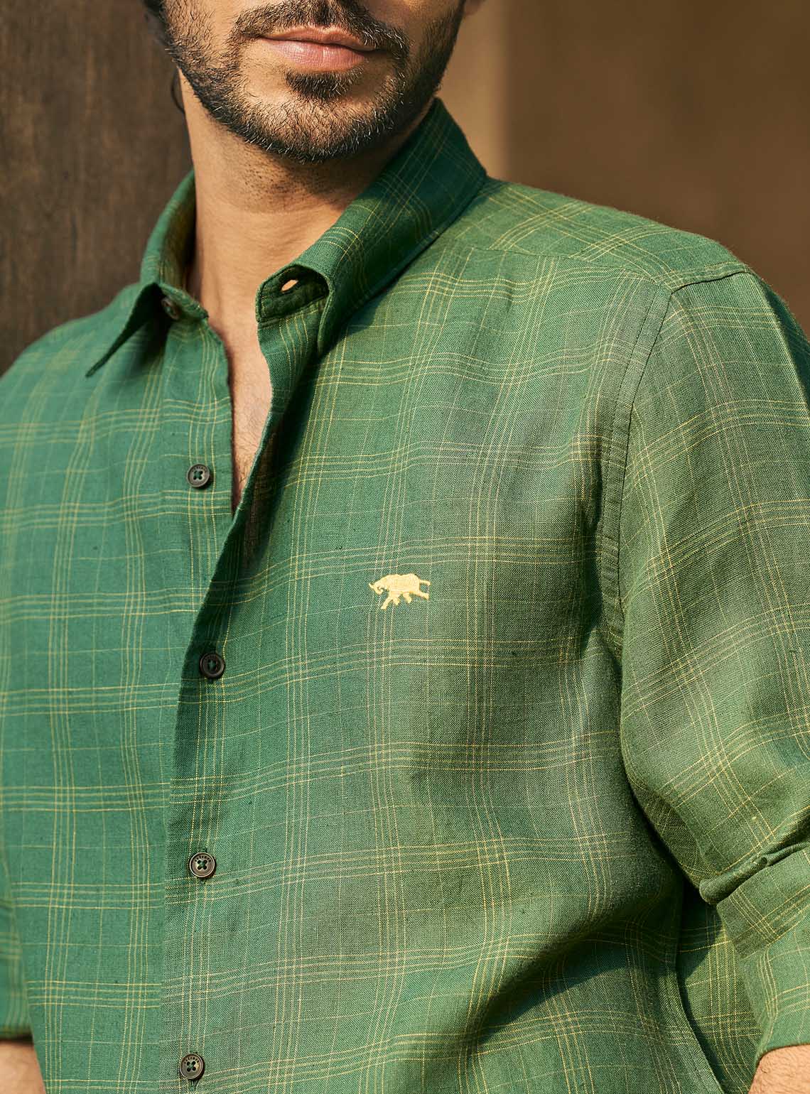 Pastoral Green Check Linen Shirt