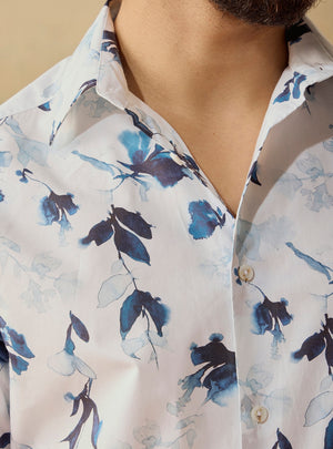 Ink Bloom Print Cotton Shirt