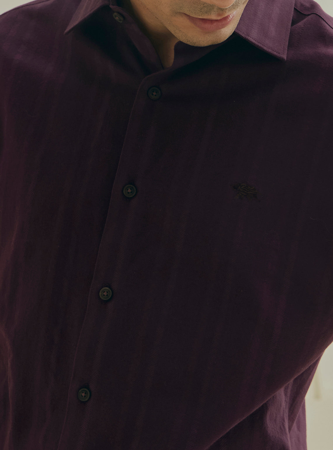 Berry Burgundy Cotton Dobby Shirt