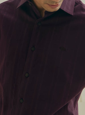 Berry Burgundy Cotton Dobby Shirt