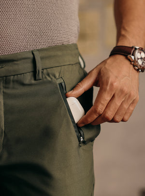 Jungle Olive Poly Rich Twill Trousers