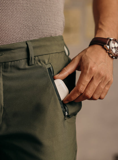 Jungle Olive Poly Twill Trousers