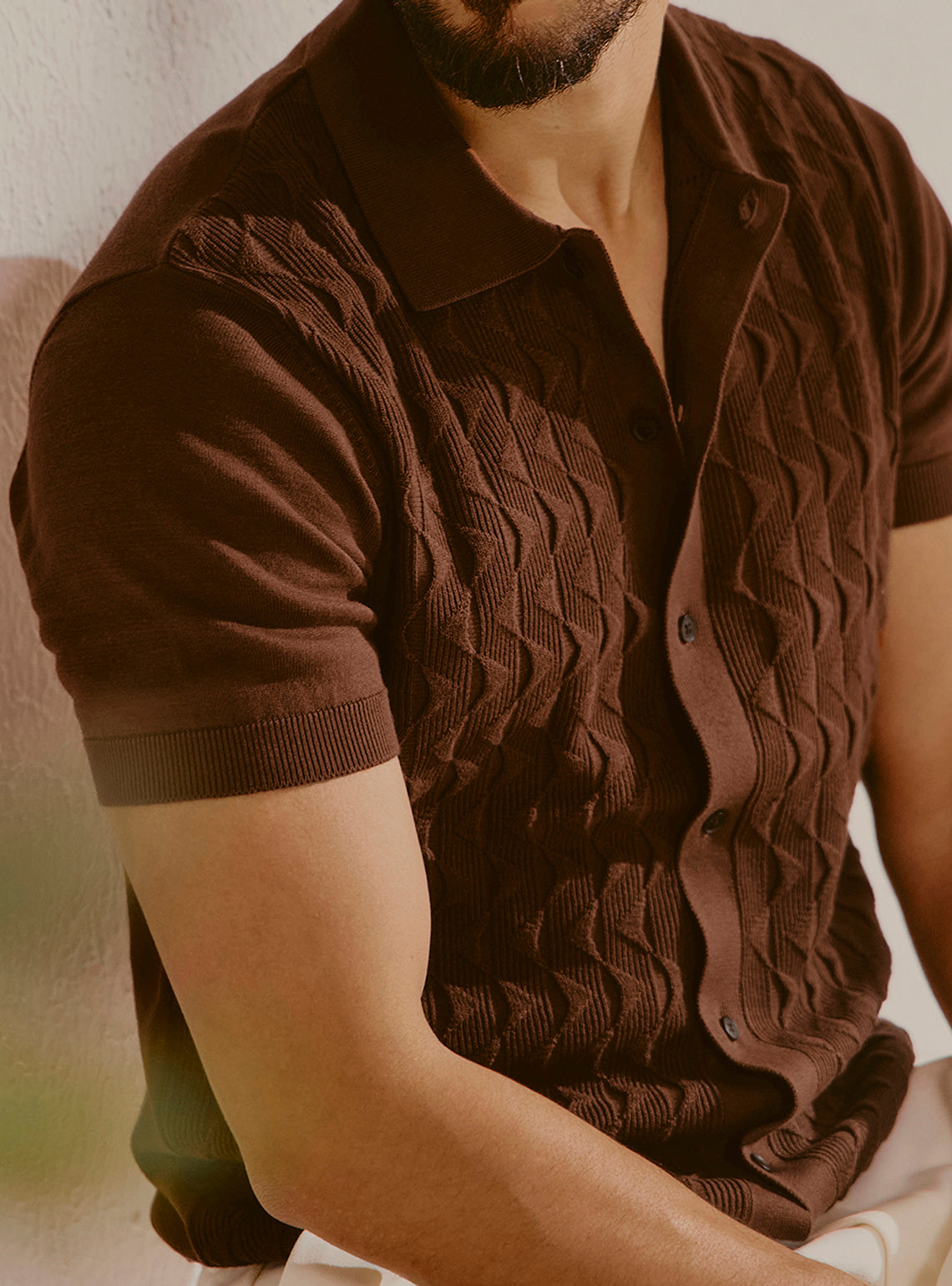 Nice Brown Cotton Knit Shirt