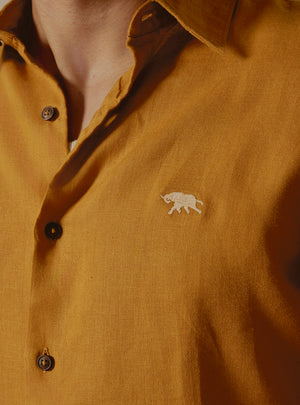 Amber Mustard European Linen Shirt