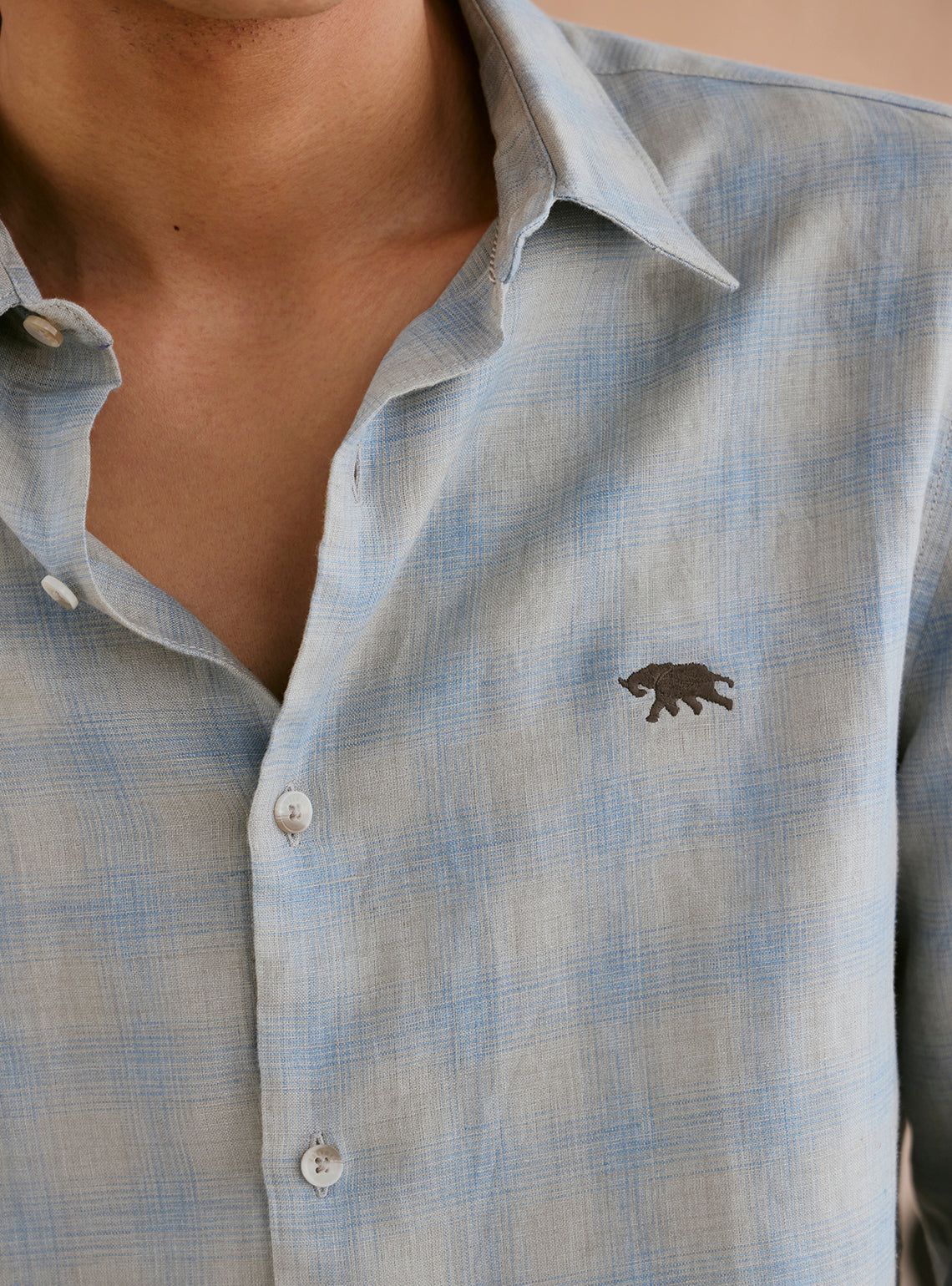 Stardust Grey Check Linen Shirt