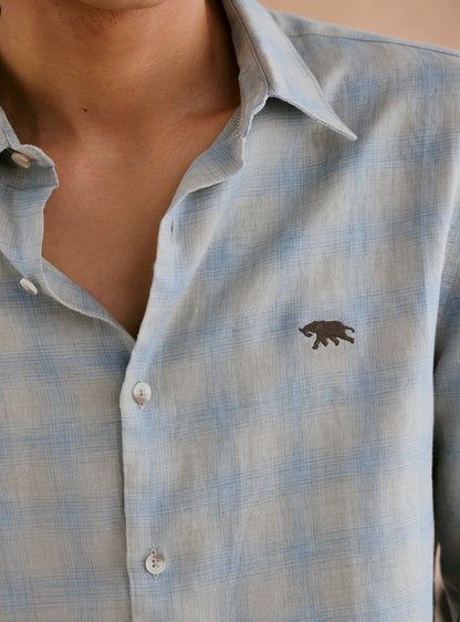 Stardust Grey Check Linen Shirt