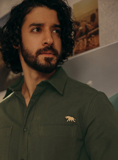 Woodrush Olive Cotton Canvas Shirt