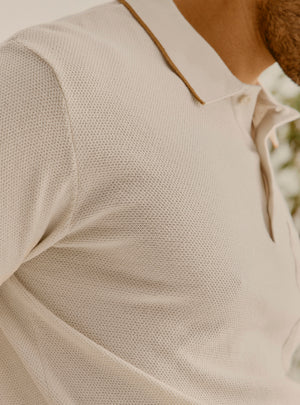 StTropez Off-White Cotton Knit Polo