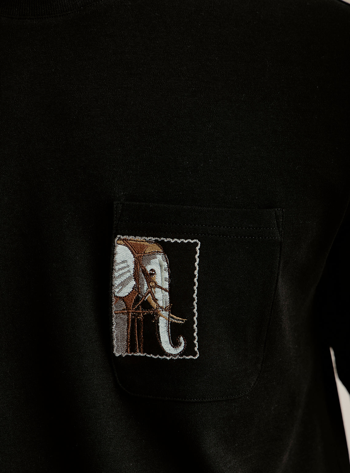 Capri Black Cotton Crewneck
