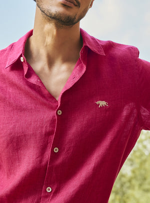 Rustic Burgundy European Linen Shirt