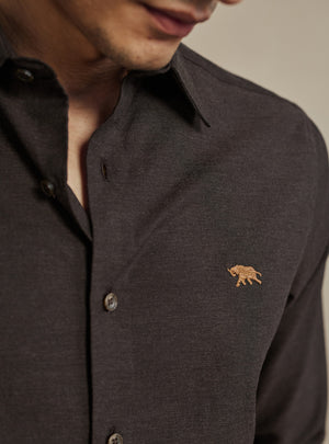 Umber Brown Melange Cotton Shirt