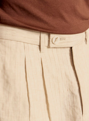 Almond Beige Linen Trousers