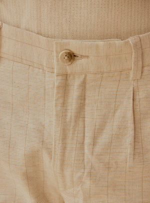 Beige Linen Cotton Trousers