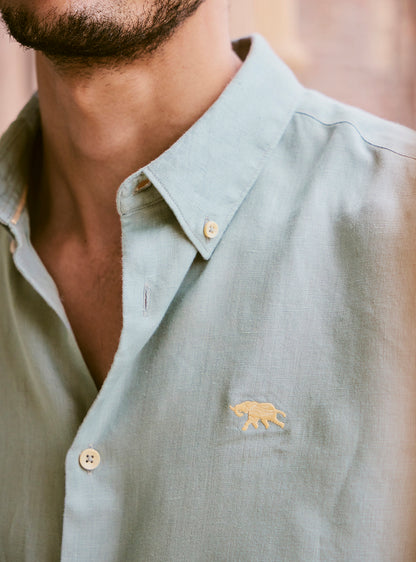 Delta Teal Linen Shirt