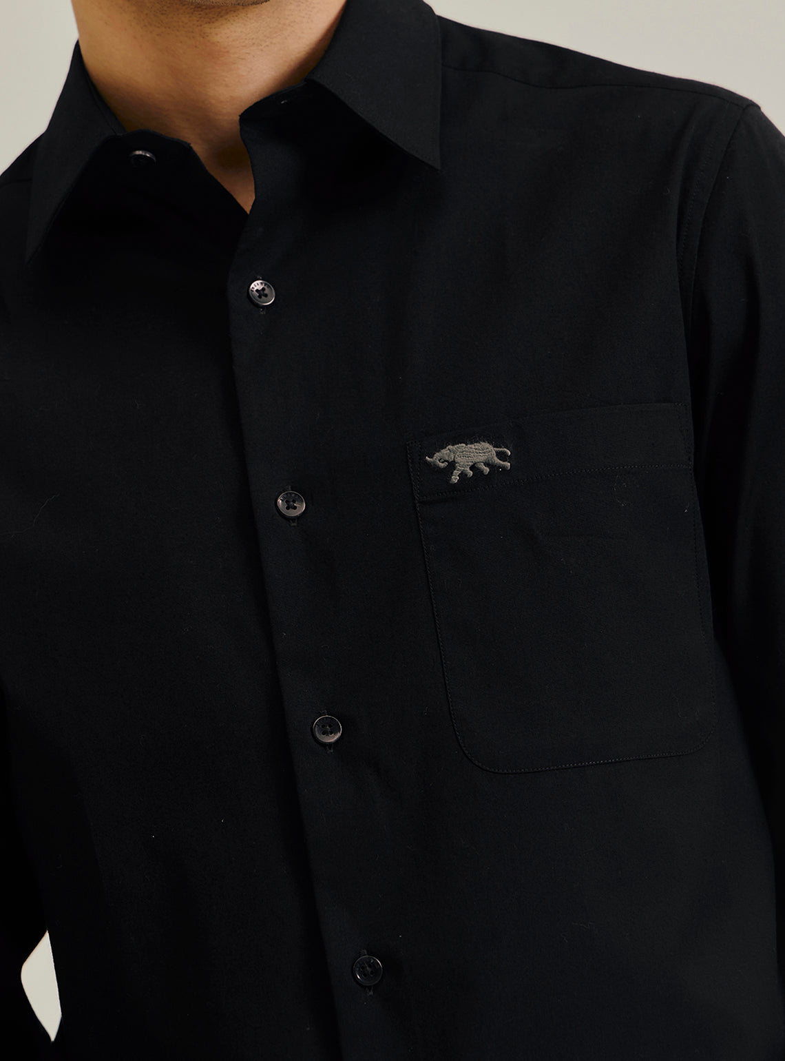 Coal Black Cotton Stretch Shirt