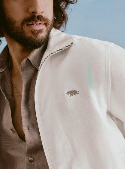 Cloud Off White Linen Bomber