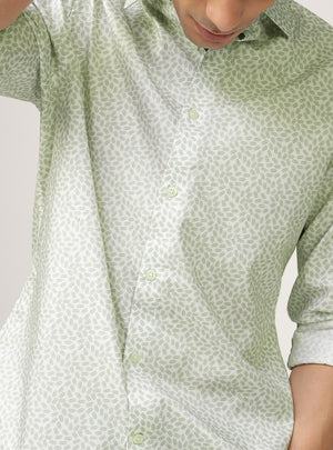 Tropic Green Print Cotton Shirt