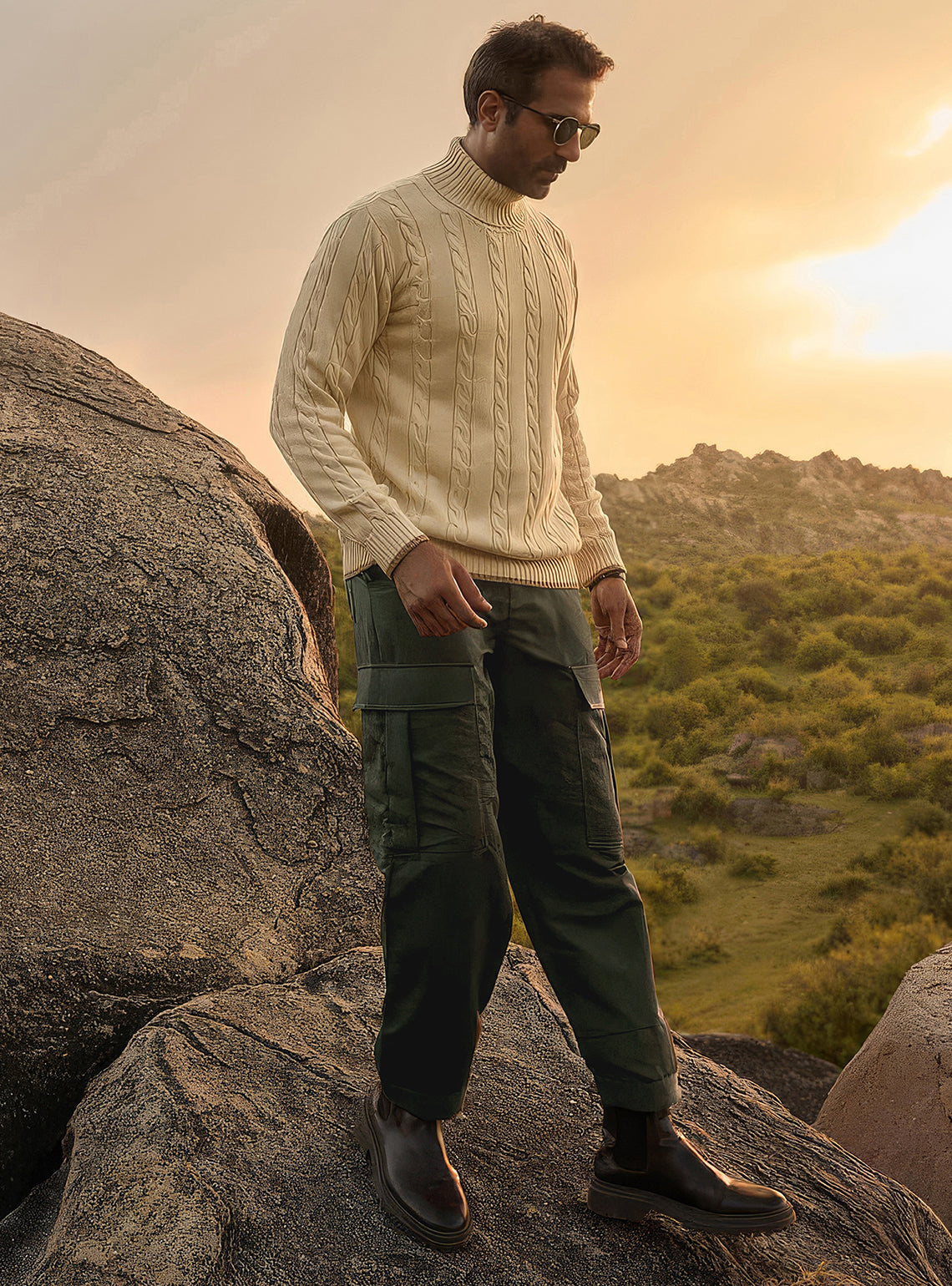 Olive Rock Cotton Blend Cargo