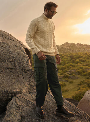 Olive Rock Cotton Blend Cargo