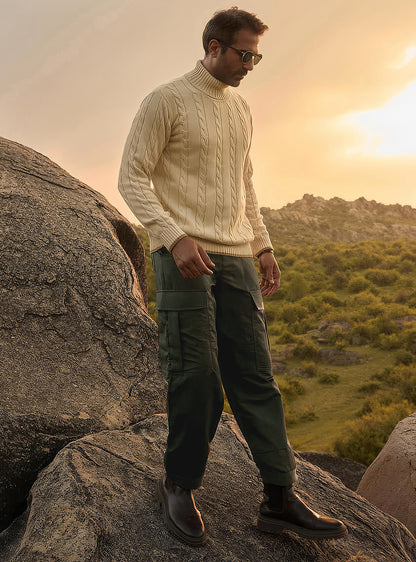 Olive Rock Cotton Blend Cargo