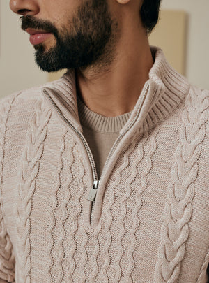 Misty Off-White Cotton Melange Pullover