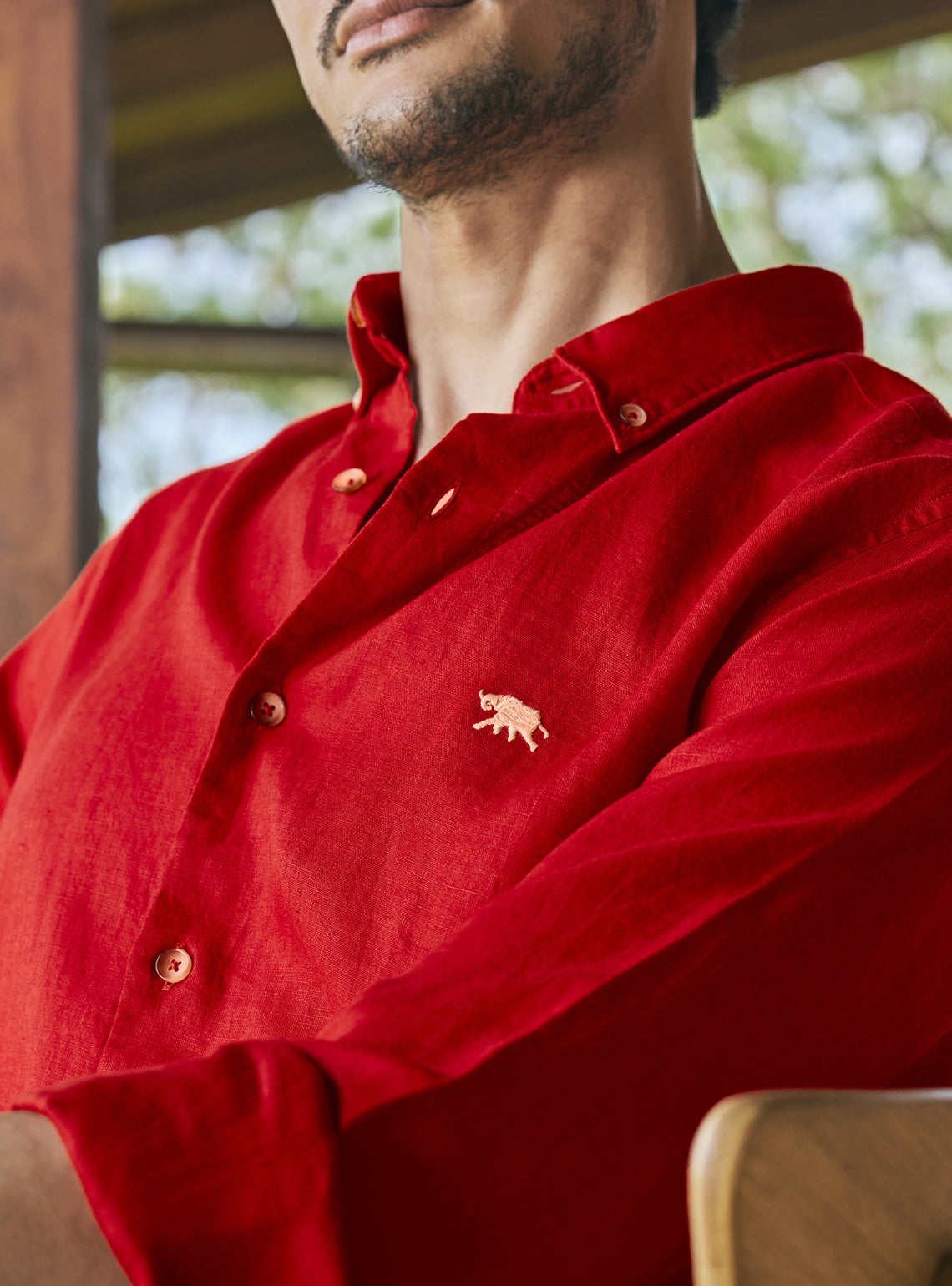 Garnet Red Linen Shirt