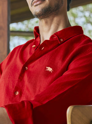 Garnet Red European Linen Shirt