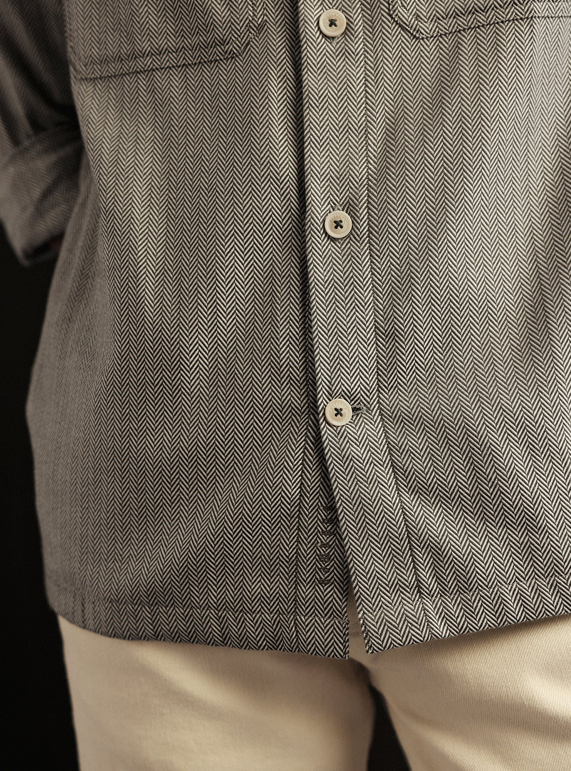 Merlin Green Cotton Melange Overshirt