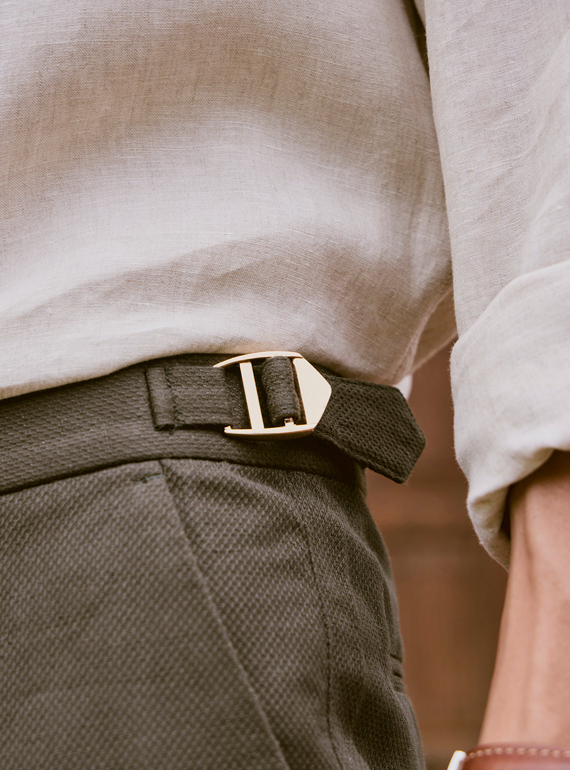 Bronze Olive Cotton Linen Trousers