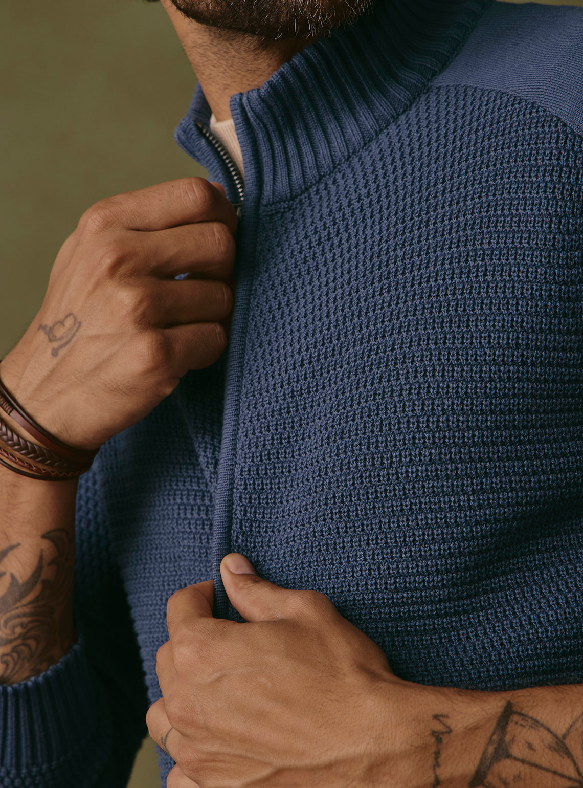 Coastal Blue Cotton Textured Bomber