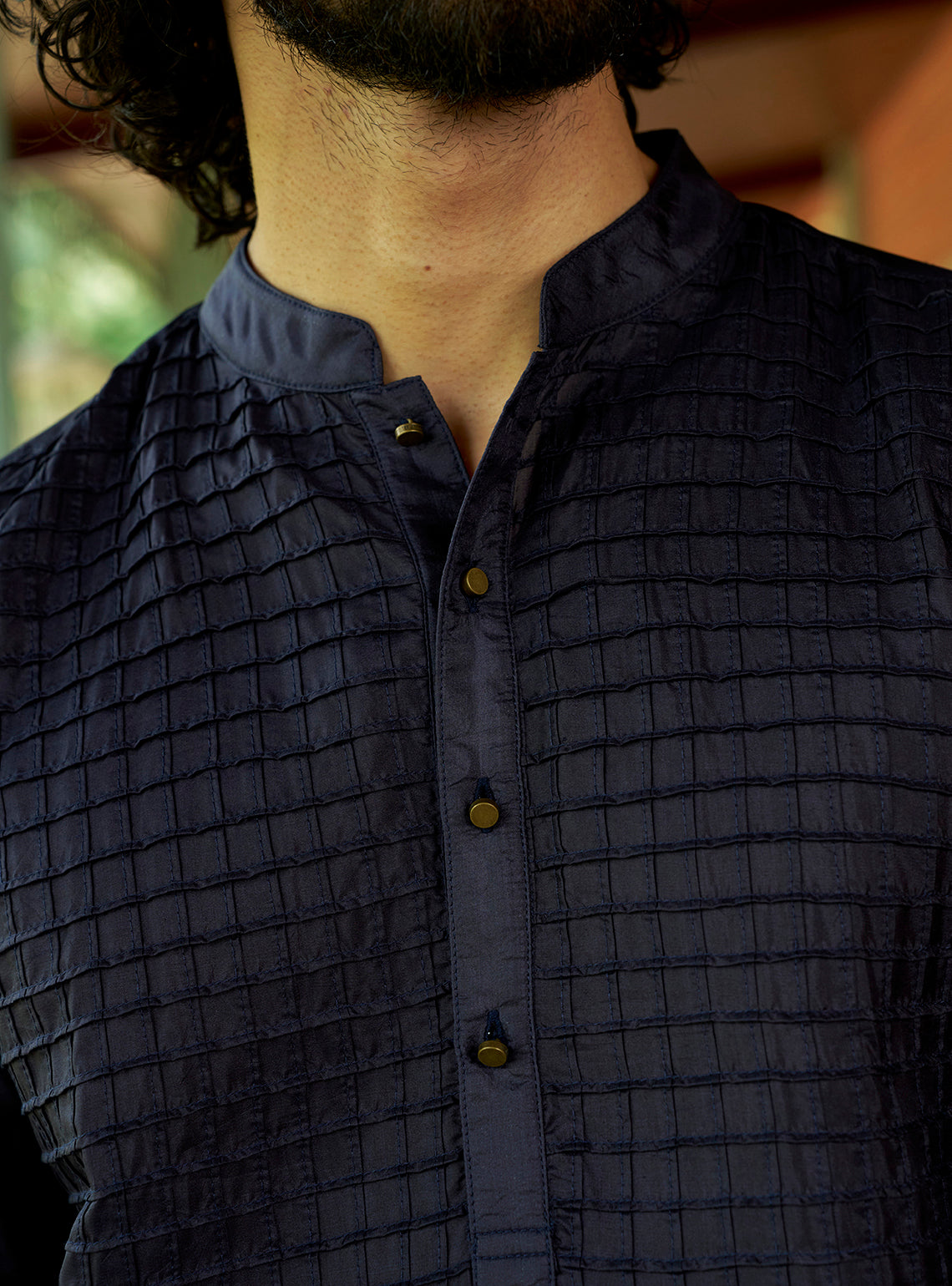 Indh Navy Bangalore Silk Kurta