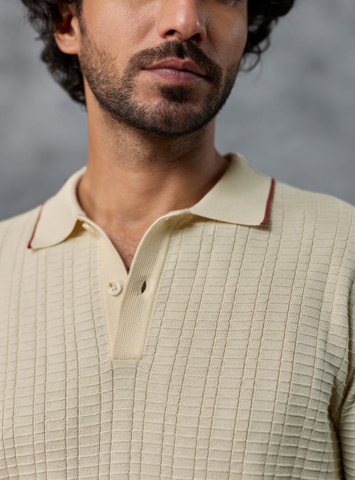 After Hours Off-White Textured Polo
