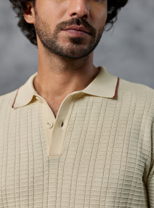 After Hours Off-White Textured Polo