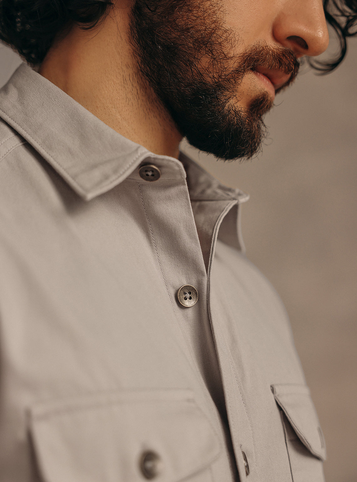 Bronco Grey Cotton Canvas Overshirt