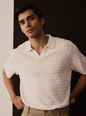 Pearl White Cotton Polo