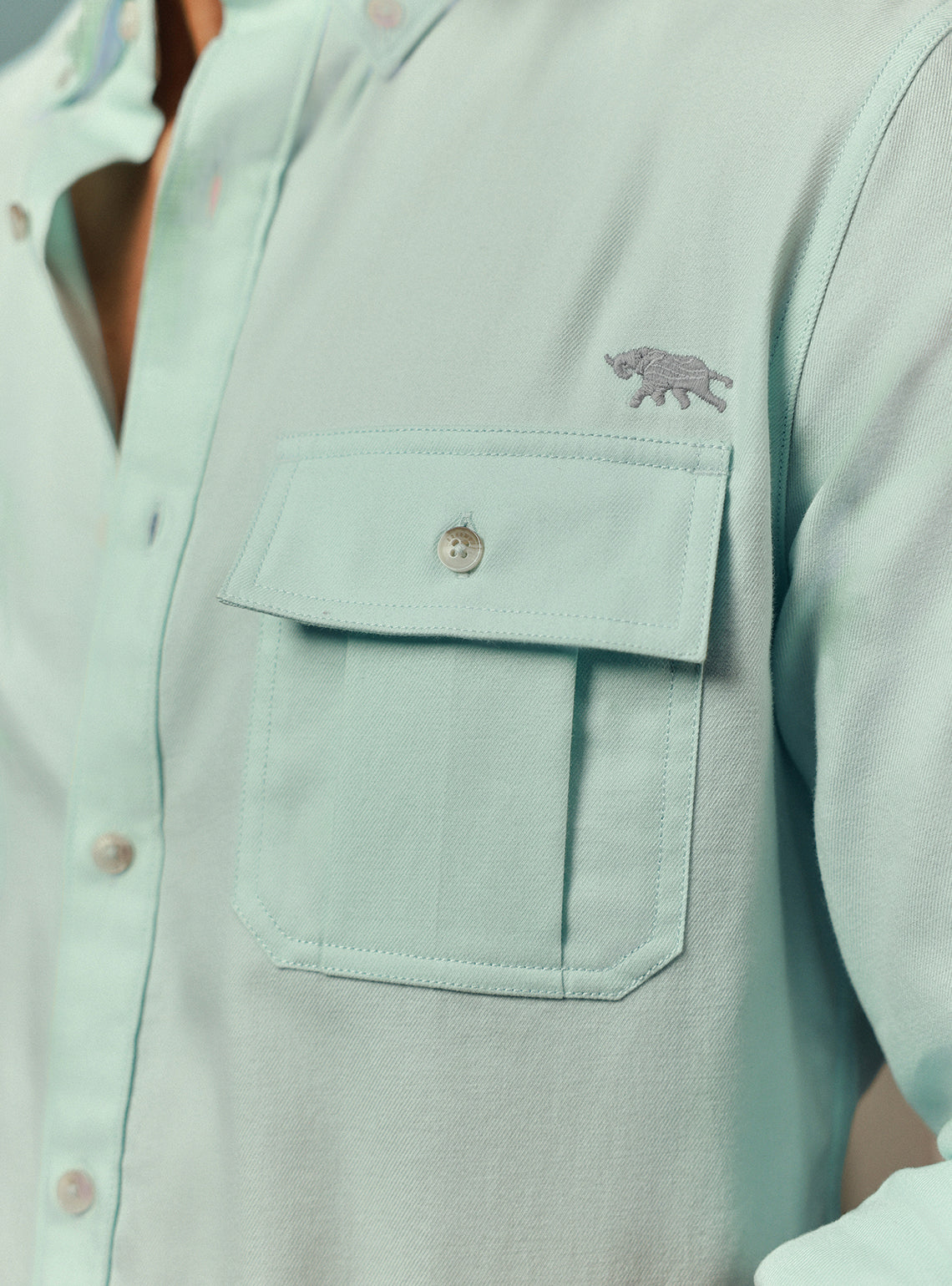 Glacier Green Cotton Twill Shirt