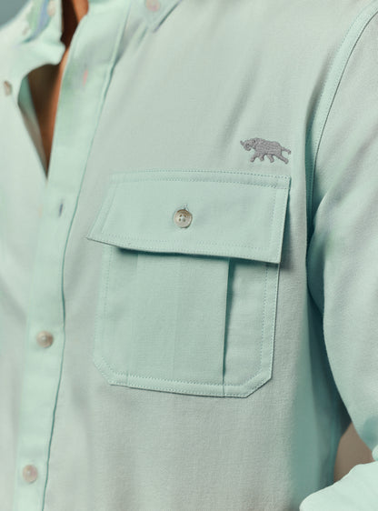 Glacier Green Cotton Twill Shirt