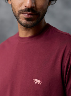 Nightcap Burgundy Cotton Blend Crewneck