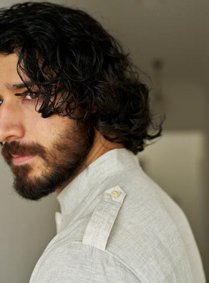 Kamal Khaki Linen Pathani Kurta