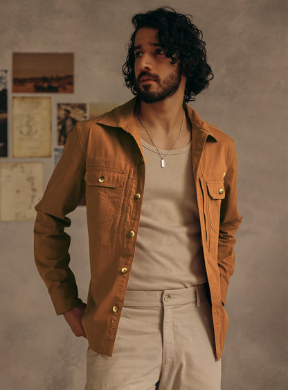 Bourbon Rust Cotton Canvas Overshirt