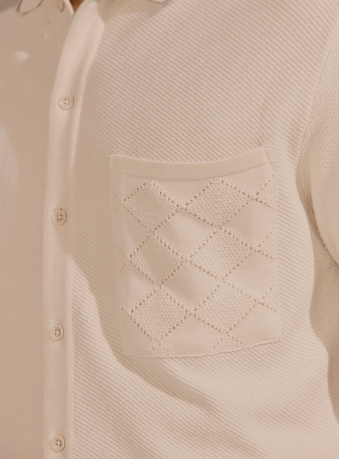 Barcelona Off-White Cotton Knit Shirt