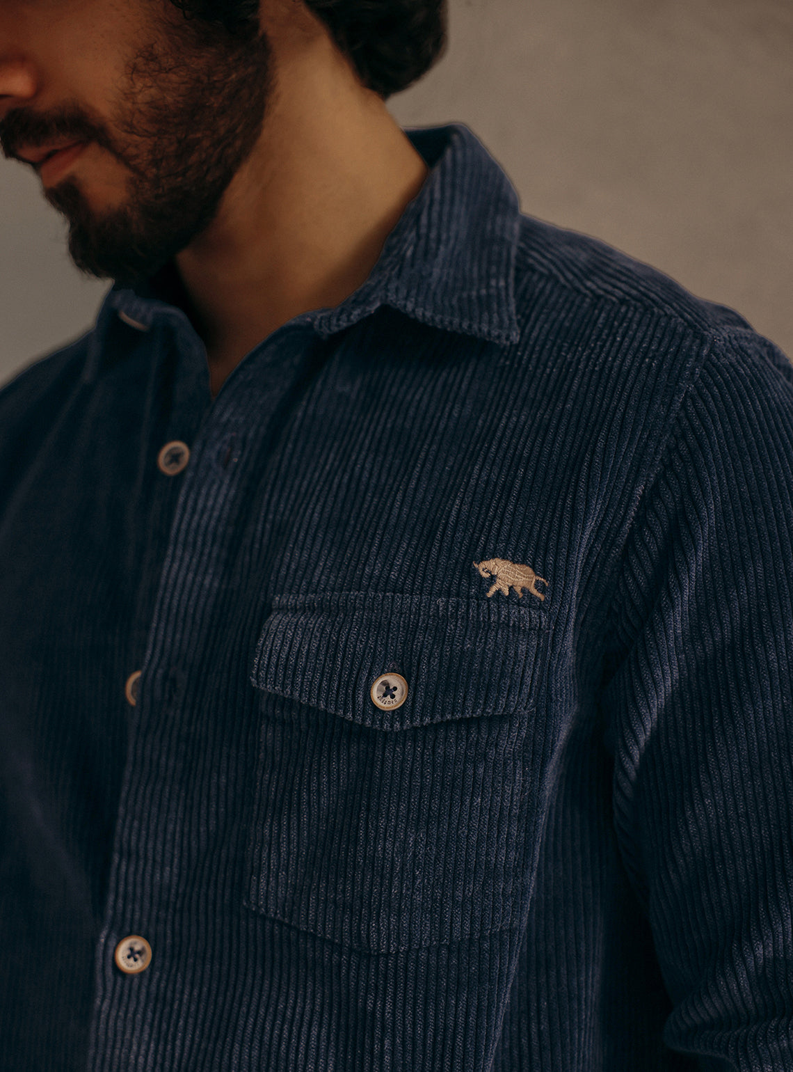 Dark Indigo Poly Corduroy Overshirt