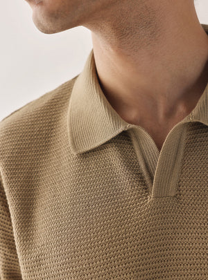 Rich Khaki Cotton Textured Polo