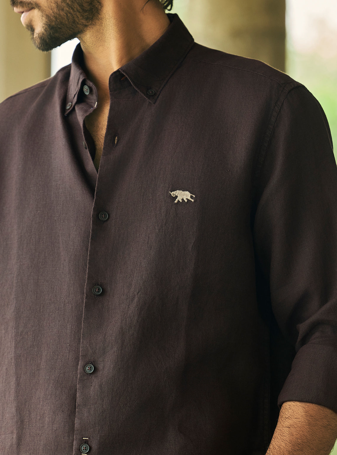 Deep Brown European Linen Shirt